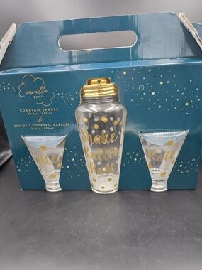 Gold Polka Dot Cocktail Shaker & Glasses Set
